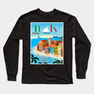 Portofino an Italian Travel and Tourism Resort Advertising Print Long Sleeve T-Shirt